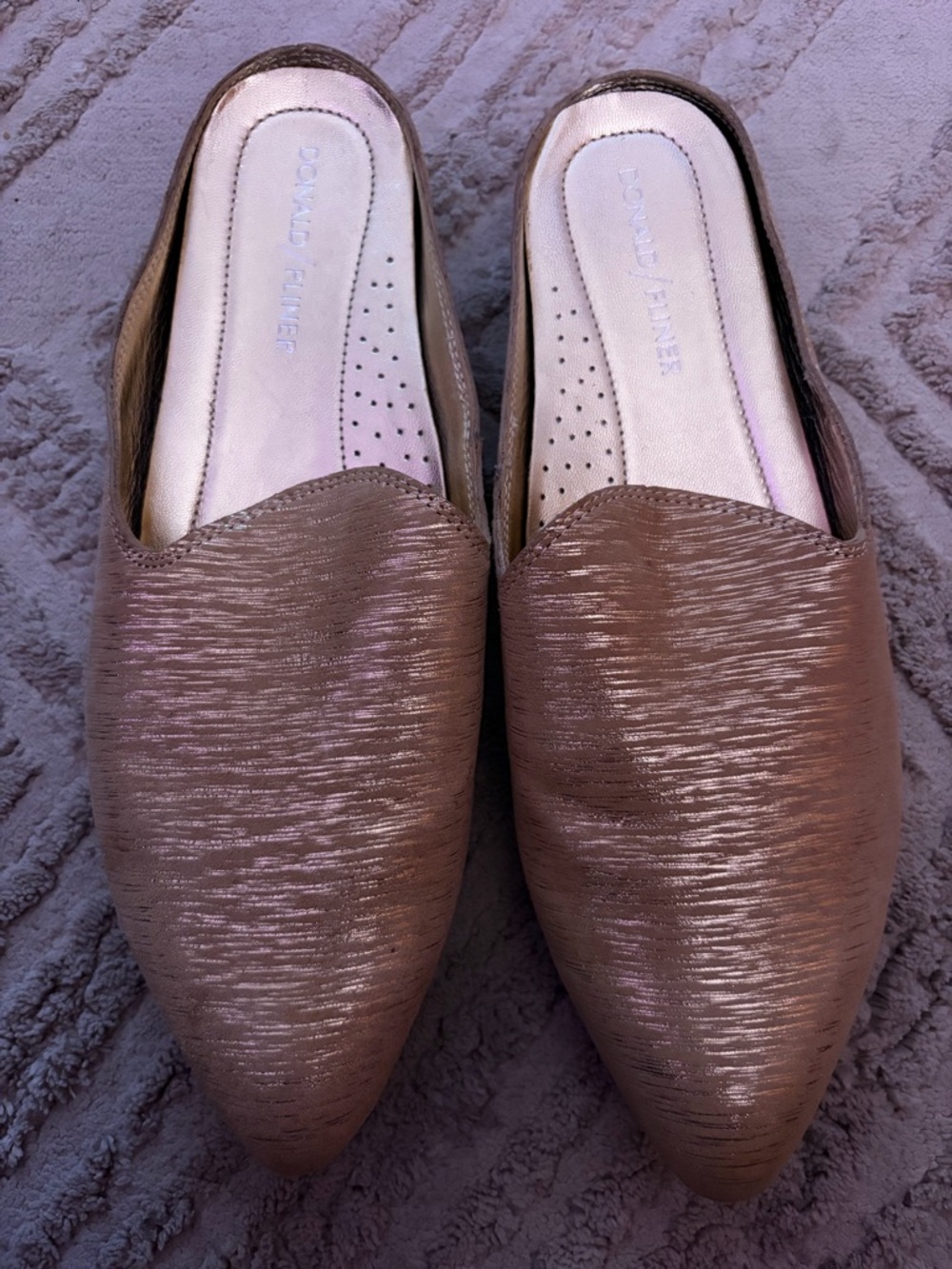 Donald J. Pliner Metallic Rose Gold Slip-On Mules 7.5